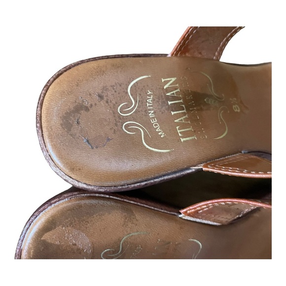 Italian shoemaker womens slip on platform sandal leather color. Size 8.5 - Picture 7 of 12